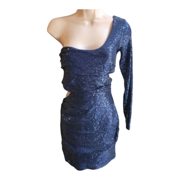 REVOLVE × BEC & BRIDGE Sequined One Shoulder Mini Cocktail Dress - Size 8 - Picture 2 of 10